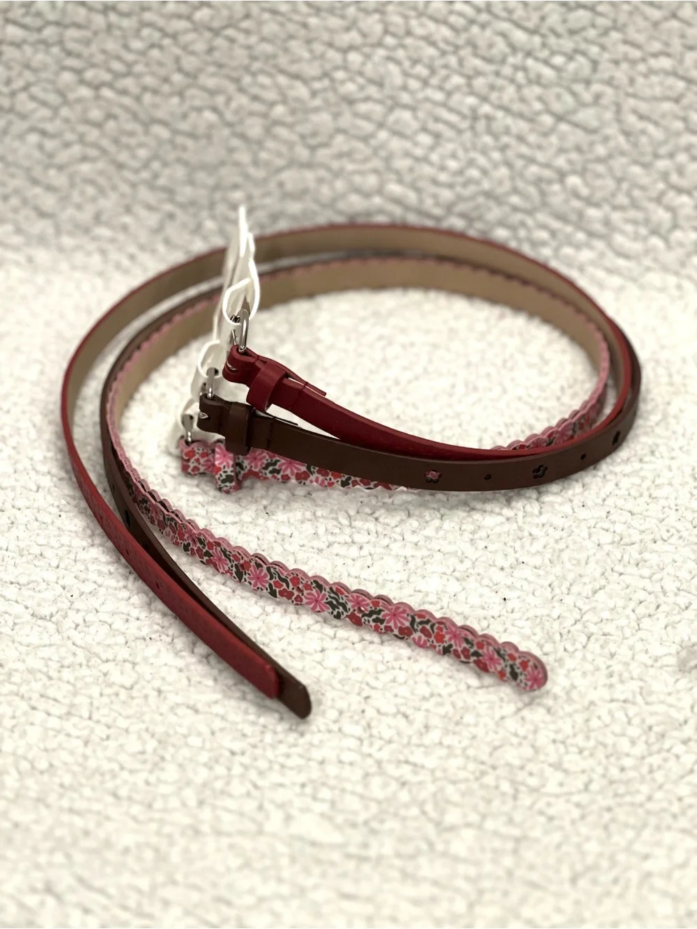 Cat & Jack Pink Floral, Brown & Red Girls Belt Set